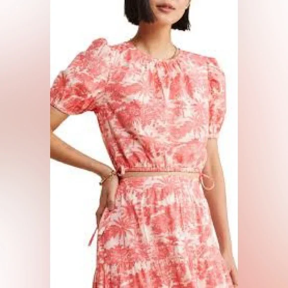 Vineyard Vines Red Puff Sleeve Blouse - Picture 8 of 9